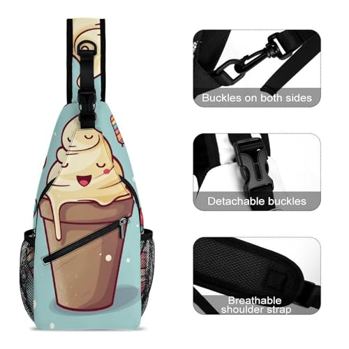 Mochila tipo bandolera Ice Cream para hiking y uso casual miniatura 3