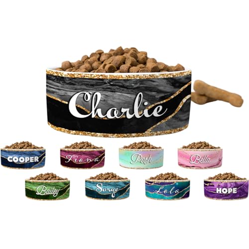 LASFOUR Personalized Dog Bowl, Custom Dog Bowls with Name, Customized Ceramic Dog Bowls 16 oz., 32 oz. for Dry, Wet Food & Water, Pet Feeding Supplies