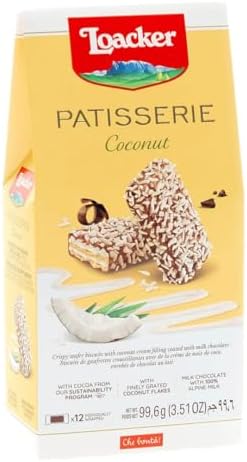 Loacker Patisserie Coconut, Chocolate Coated Specialty, 3.51 Ounce
