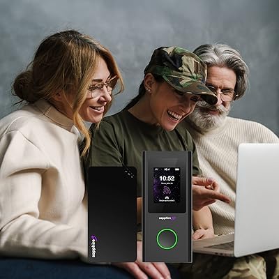 TravelWiFi Sapphire 5G Mobile Hotspot, Portable WiFi Hotspot for Travel, CloudSIM Technology, Large Touch Screen, Pre-Installed 5GB Free Global Data, Optional SIM Card Slot