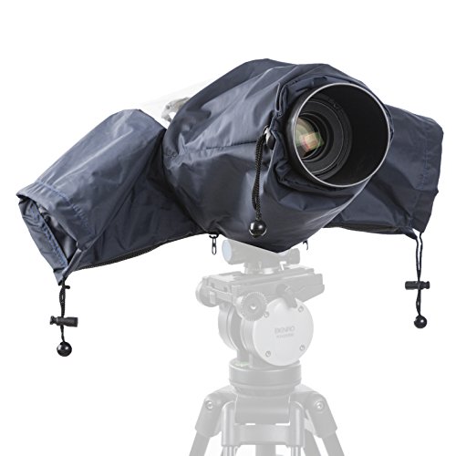 Movo CRC01DB Waterproof Nylon Rain Cover with Enclosed Hand Sleeves for Canon EOS, Nikon, Sony, Olympus, Pentax and Panasonic DSLR Cameras (Dark Blue)