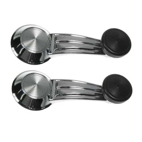 Image of TRQ Window Crank Handle Set Chrome & Black Compatible with 65-90 Buick 67-90 Cadillac Chevrolet 73-96 GMC 65-88 Oldsmobile 67-87 Pontiac GM1354101