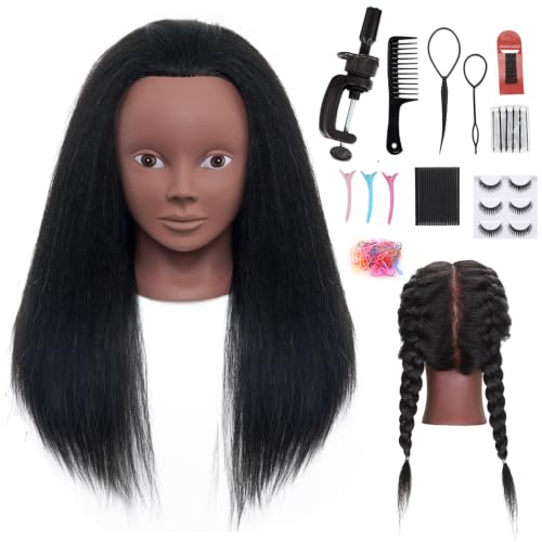 Image of 18 inch Mannequin Head Human Hair, 100% Real Hair for Makeup Practice