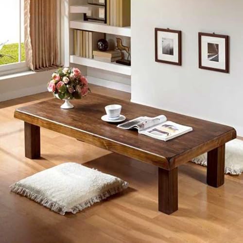 Mesa de centro de madera maciza, mesa central rústica para sala de estar, mesa auxiliar de diseño vintage, mesa auxiliar retro