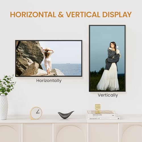 Image of 11x20 Aluminum Metal Picture Frame,Tempered Glass Black Photo Frame 11x20 for Family Photo,Posters,Art,Document to Wall Mount Horizontally or Vertically