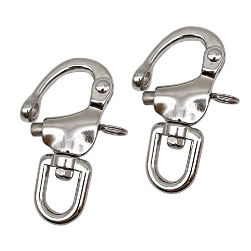 Swivel Snap Shackle Quick Release Bail Rigging Sailing Boat Marine 316 Stainless Steel Clip (2-3/4 Inch-2 Pcs) #TOP6