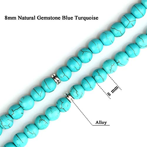 GVUSMIL 108 Mala Beads Wrap Bracelets for Yoga Charm Natural Gemstone 8mm Turquoise Wrap Bracelet