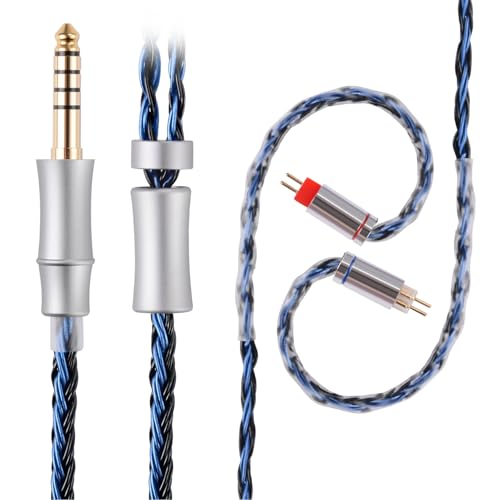 Fezzlo Upgraded Earphone Cable, in Ear Monitor Cords, 16 Core Silver Plated IEM Cords for KZ ZS10 ZST TRN V90 BL03 etc, Works On Musician Audiophile(0.78mm-2pin 4.9ft 4.4mm) Black-Blue by Fezzlo - Image 4