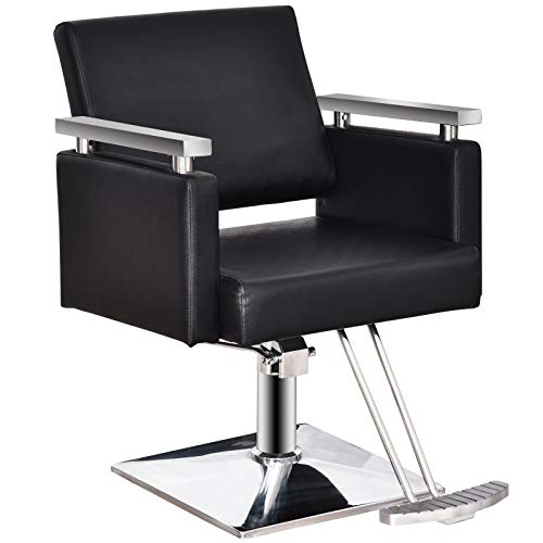 BarberPub Classic Hydraulic Barber Chair Styling Salon Chair for Hair Stylist Beauty Spa Equipment 8808 (Black)