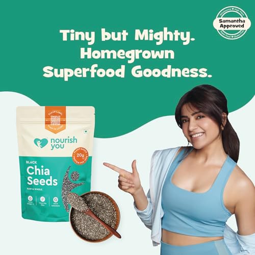 Image of Nourish You Raw & Whole Chia Seeds 1kg Combo Offer Value Pack| Dirt & Stone free | Gluten Free | Source of Calcium, Protein , Dietary Fibre & Antioxidant | Rich with Omega 3 & Zinc | Premium superfoods | 500g X Pack of 2 | Supports Weight Management
