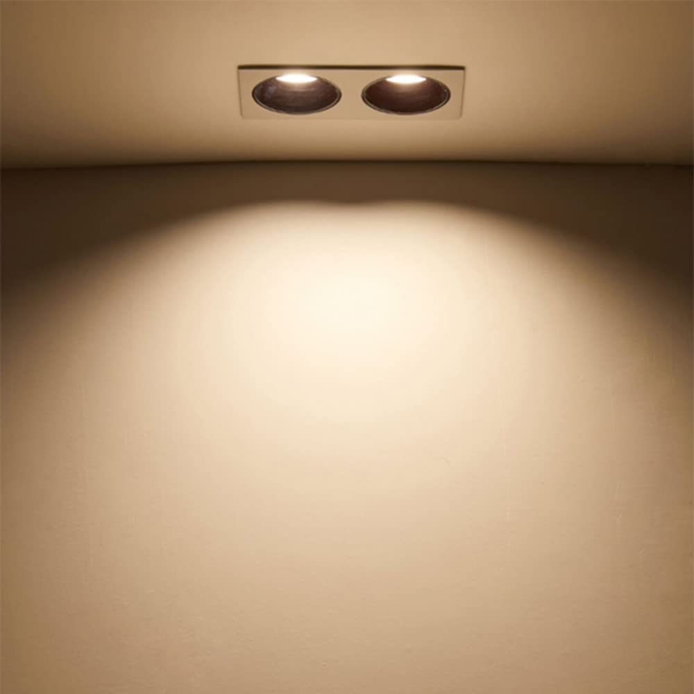 Zestaw 2 opraw wpuszczanych, 2 głowice, lampy sufitowe, lampa dyskowa, prostokątna listwa antyodblaskowa, modernizowane reflektory LED Downlight w głębokich oprawach, 300,2 * 7w-6000k