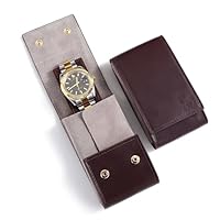 BUREI Lederen Horloge Travel Case Pouch Draagbare Horloge Case voor Mannen Enkele horlogeband Opbergtas Horloge Accessoires (Bruin Zwart BUREI Lederen Horloge Travel Case Pouch Draagbare Horloge Case voor Mannen Enkele horlogeband Opbergtas Horloge Accessoires (Bruin Zwart