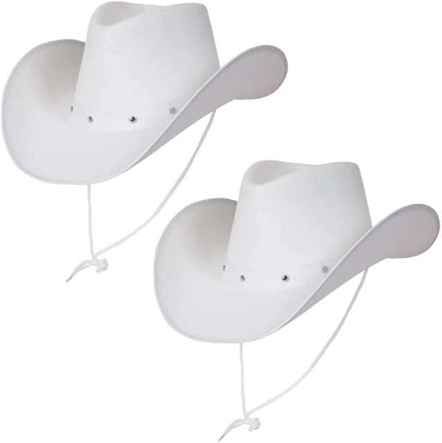 Wicked Costumes Adult Texan Cowboy Hat White 2 Pack Fancy Dress Party Accessory Wild Western Sheriff Country Western Rancher