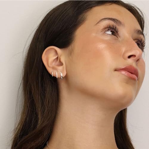 JUNVirtuous 925 Sterling Silver Hoop Earrings for Women Hypoallergenic Silver Small Huggie Hoop Earrings for Women Stack Sets for Multiple Piercing Trendy Jewelry aretes de plata 925 para mujer2