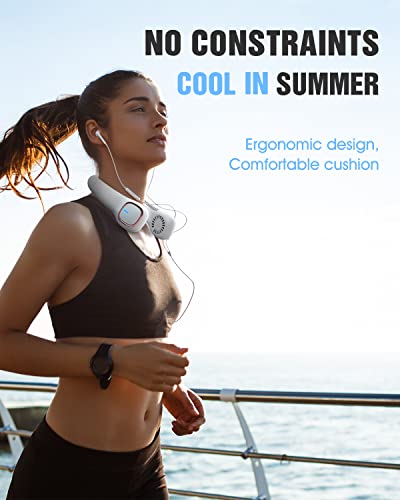 Bladeless Neck Fan, Portable Fan Rechargeable, Personal Fan, Hands Free Around The Neck Fan, 3 Speeds 4000Mah Battery Operated Wearable Cooling Usb Hanging Neck Fan For Office, Travel, Outdoor #TOP1
