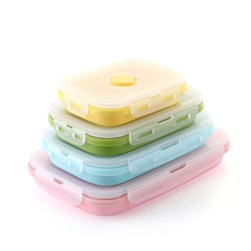 Moyuya Collapsible Food Storage Containers With Lids, Reusable Silicone Food Containers, Silicone Bento Lunch Box, For Freeze Or Store, Food Grade, Leakproof, Space Saving, Set Of 4 #TOP18