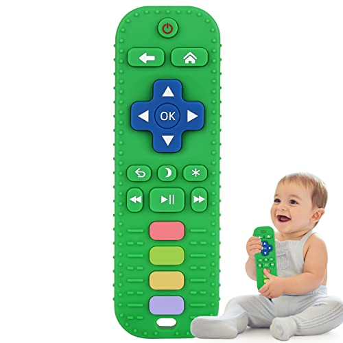 Image of Fu Store Silicone Teething Toys for 0-12 Months 3-24 Months Infant Toddlers Remote Control Shape Teethers for Babies Chew Toys Relief Soothe Babies Gums Set Dishwasher and Refrigerator Safe Green