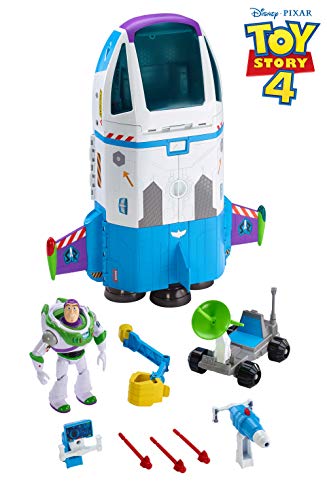 Disney Pixar Toy Story Buzz et son Vaisseau Spatial, 53 cm x 51 cm, lumières et sons, avec figurine Buzz lÉclair et projectiles, jouet pour enfant, GJB37