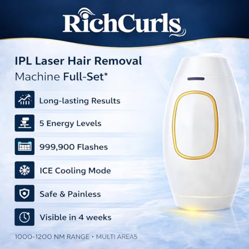 Image of IPL Hair Removal Device for Women & Men, Permanent Hair Reduction | RichCurls IPL hair removal device delivers safe, painless hair reduction for women and men with easy at-home use.