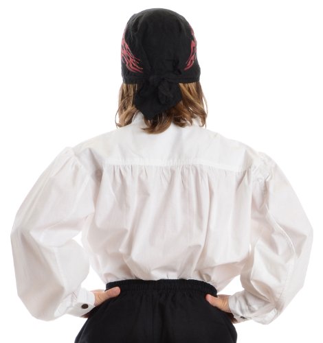 HEMAD Piratenhemd weiß Kinder-Schnürhemd Baumwoll-Hemd S-XXXL, Weiß, 3XL