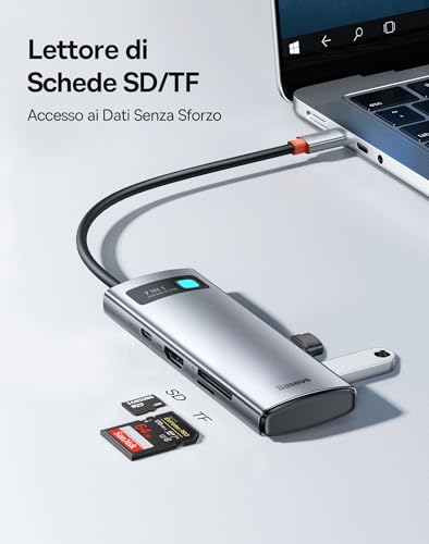 Hub USB C 7 in 1 Docking Station Adattatore con 4K HDMI, 100W PD, 2 USB 3.0 5Gbps, 1 USB C, Lettore Schede SD/TF per Computer Portatili per MacBook/Surface Pro/iPad/Steam Deck/Rog Ally/Samsung - Hub USB - Immagine 4