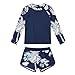 Girls Raglan Long Sleeve Rash Guard Boyshorts Swimsuits 2 Piece Bathing Suit UPF 50+ Swimwear for 6-15 Years