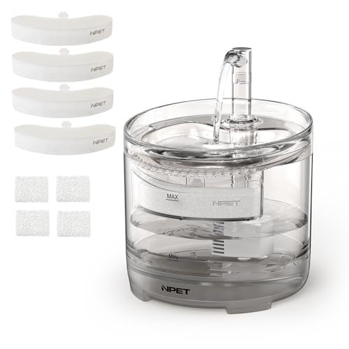 Image of NPET Cat Water Fountain WF050TP 1.5L Automatic Pet Drinking Fountain with Replacement Faucet Kit - 4 Replacement Filters (No Adapter)
