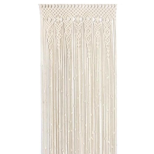 Lecreatekit Cortina de puerta tejida manual para arco, divisor de habitación de encaje de algodón bohemio, decoración de fondo de boda, beige, 90 x 180 cm