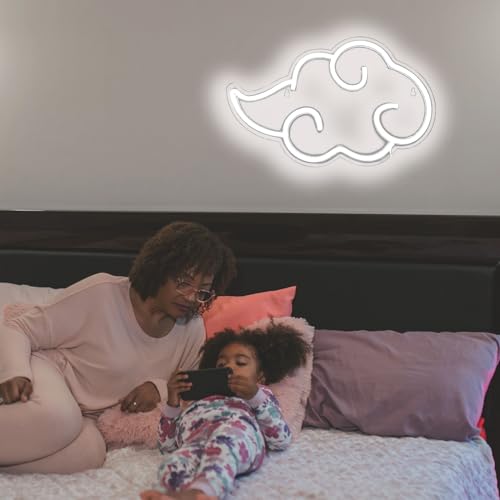 Image of SmilingTown Cloud Neon Signs for Wall Decor USB Operated Neon Art Decorative Lights for Bedoom Home Gameroom Office Bar Pub Club Christmas Party Supplies Gift Idea (White)