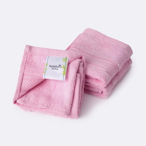 Image of Bamboo Soul Bamboo Face Towel | Ultra Absorbent & Super Soft | 30 x 30 cm - 550 GSM | Pack of 3 (Pink)