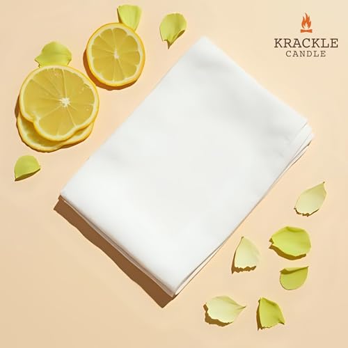 Image of Krackle Candle | Raw Cotton | 16 oz Scented Candle with Natural Crackling Wooden Wick | Poured in the USA | Clean Cotton, Green Rose & Bergamot Fragrance
