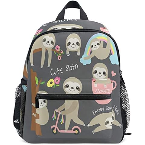 Pfrewn Cute Baby Sloth Backpacks for Kids Girls Sloths Flowers Preschool Toddler Bookbag Backpack with Chest Strap Mini Adorable Animals Kindergarten School Bags Cover