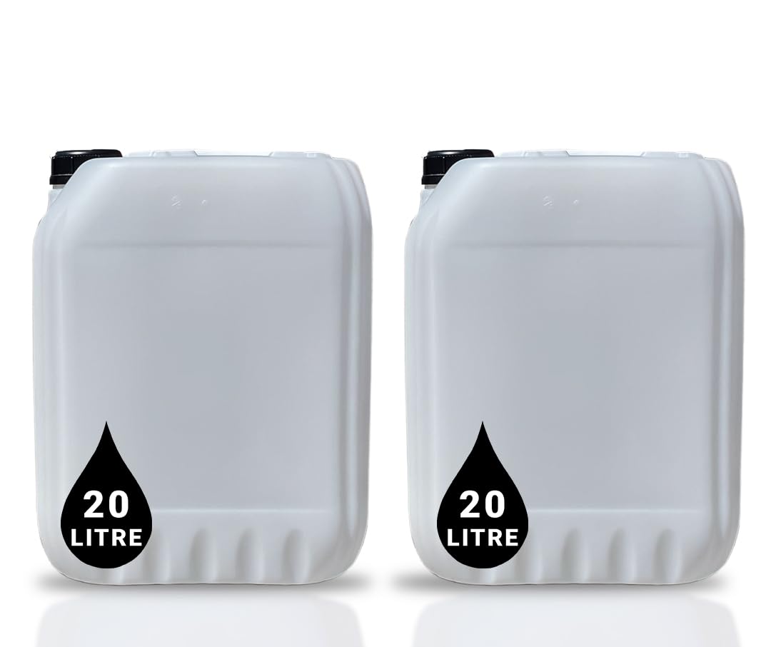 2 x 20L Plastic JERRY CAN for Water & Chemicals Storage Container – UN Certified Food Grade Stackable with Tamper-Evident Cap, Ideal for Outdoor Camping Emergency and Industrial Use
