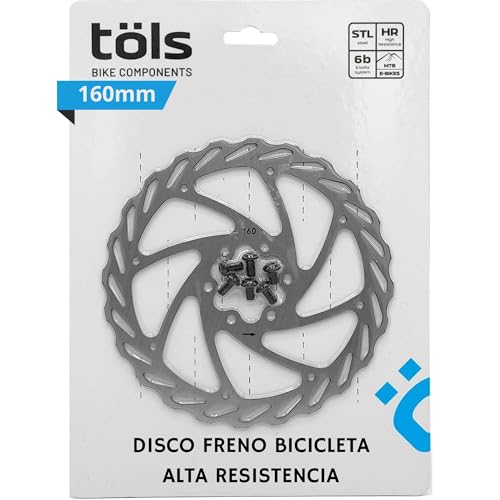 TÖLS Disco de Freno MTB 160mm - Kit Frenos Bicicleta Montaña y Kit Frenos Bicicleta, Herramienta Bici - freno bicicleta disco - disco Freno Bicicleta Montaña con Tratamiento Anticorrosión