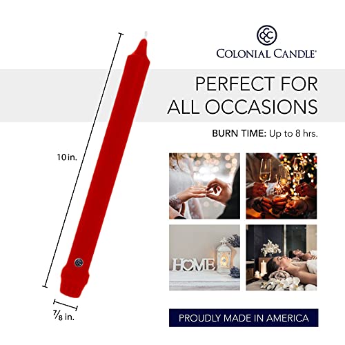 Colonial Candle Unscented Taper Candle, Classic Collection, Red, 10 in, Pack of 6 Candlesticks - Up to 8 Hours Burn by Colonial Candle - Used condition - Image 3