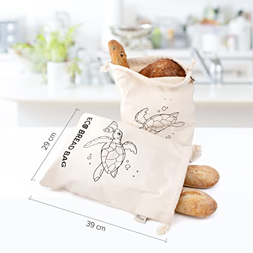 Foto von joeji's Brotbeutel Baumwolle 2er Set – Wiederverwendbar 30x40cm Zugband