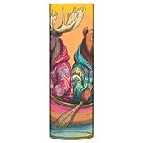 Moose and Bear in Canoe Vase Cylinder for Centerpieces Clear Plastic Flower Vase for Home Table Decoration