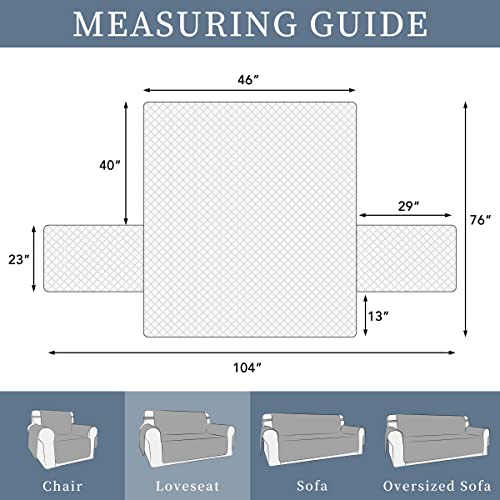 Issuntex Double Protection 100% Waterproof Loveseat Sofa Covers For Living Room, Couch Covers For 2 Cushion Couch Sofa, Reversible Furniture Protector Sofa Cover For Dogs (Loveseat, Navy/Ivory) #TOP5