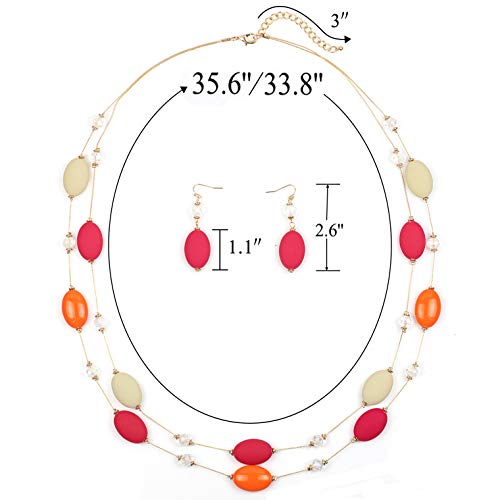 Collier long perles rouges et noires Firstmeet au design double rang