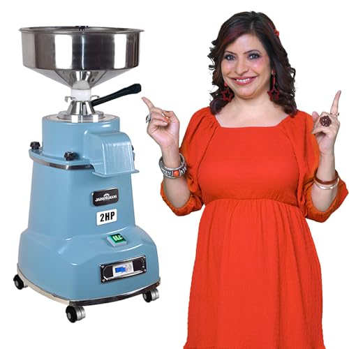 Image of Jaisinghani Group Atta Chakki 2 HP | Table Top Stone Flour Mill for Home Use | Aluminium Body Grain Grinder for Wheat, Rice, Millets, and Pulses| 8-11 Kg /Hour Grinding Capacity