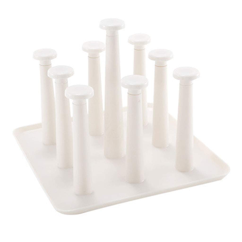 S-TROUBLE Cup Drying Rack, Plastic Non-Slip Bottom Mug Tree Holder Organizer Rack Stand for Drinking Glass and Sports Bottle Drainer for Kitchen，White