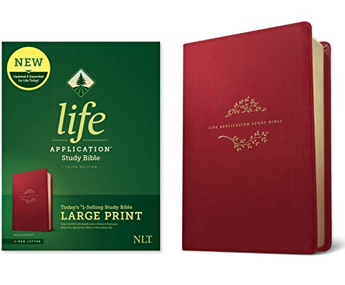 Tyndale NLT Life Application Study Bible, Third Edition, Large Print (LeatherLike, Berry, Red Letter) â€“ New Living Translation Bible, Large Print Study Bible for Enhanced Readability