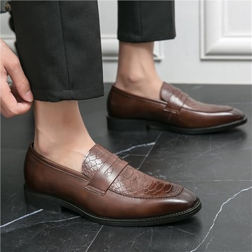 Men Leather Loafers Casual Dress Shoes Slip On Driving Moccasins Comfortable Office Party Fashion2
