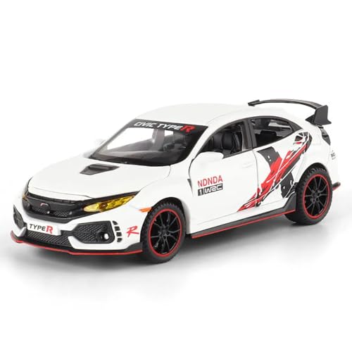 Image of DARVICE 132 Civic Type R Toy Car Alloy Diecast Metal with Openable Door Light Sound Pullback Toy Car for Kids
