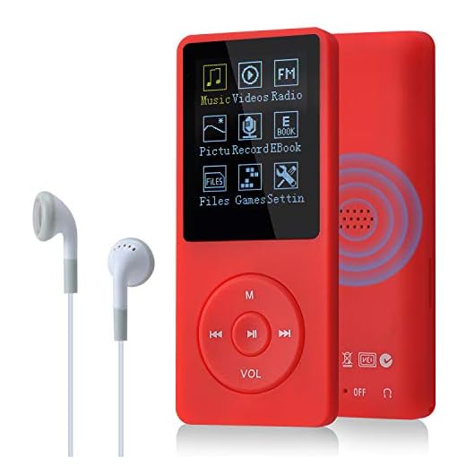 COVVY Slim Music Player 8 GB Portable sans Perte De Qualité Sonore Mp3 70 Heures Écran Jusqu'à 64 Go (Rouge)