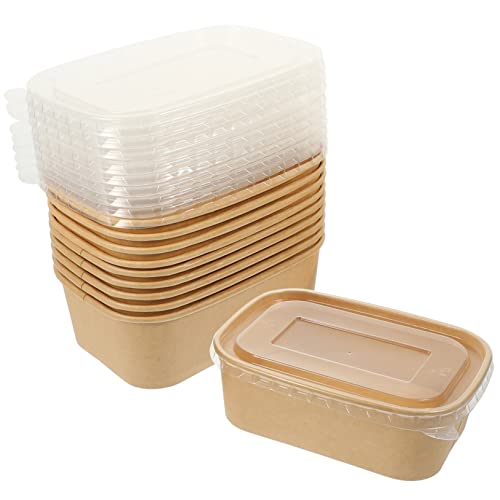 Unomor 10 Sets Paper Food Boxes Practical Takeout Containers for Fried Snacks Lightweight Reliable Packaging with Covers for Restaurants Outdoor Events
