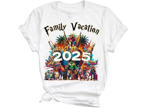 Colorful Superheroes Matching Family Vacation Shirts 2025. Park Theme Adventure Birthday T-Shirts. Family Epic World Travel Outfits. Cruise Travel Vacation Shirts. Spring Break Favorite T-Shirt. DT3513