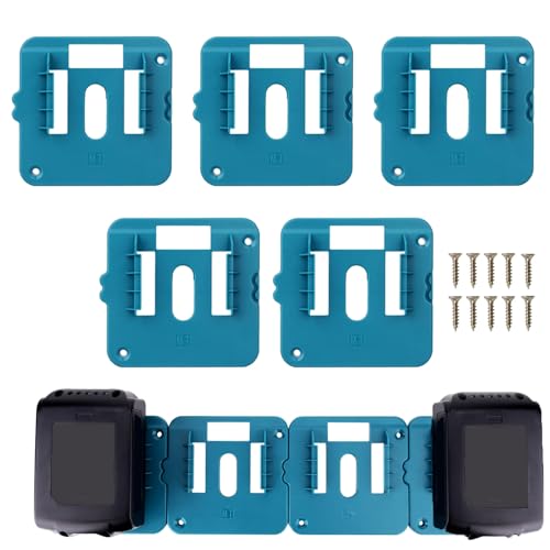 (5 Pack) Battery Holder Fit for Makita 18V Battery, Wall Mount Batteries Storage Organizer for Work Van, Shelf, Toolbox for BL1860 for BL1850 for BL1840 for BL1830 BL1860 BL1850 BL1840