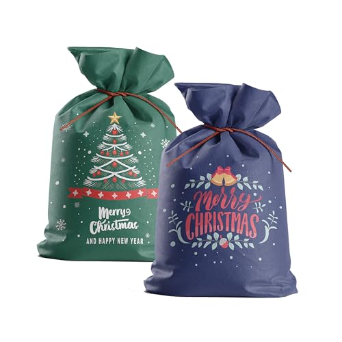クリスマス ラッピング 袋 プレゼント ギフトバッグ 【ぬくもり感じるホリデー·ふんわり不織布·リボン付き】 ラッピング 袋 小 大 特大 ギフト袋 贈り物 人気 おしゃれ 収納 お祝い 記念日 結婚式 母の日 父の日 誕生日 バレンタイン (A2-森のキャロル)