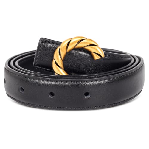 Image of Women's Leather Belt with Buckle - Ideal for Dresses, Jeans, and Coats